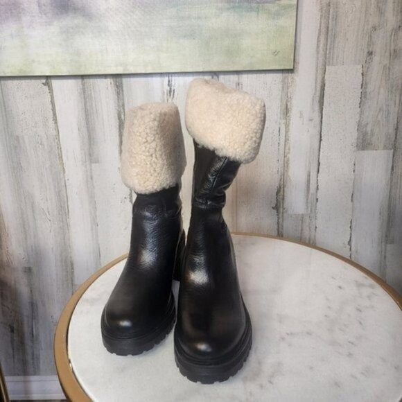 Marc Fisher LTD WILLOE LUGSOLE BOOTIE Black Leather - Picture 5 of 6